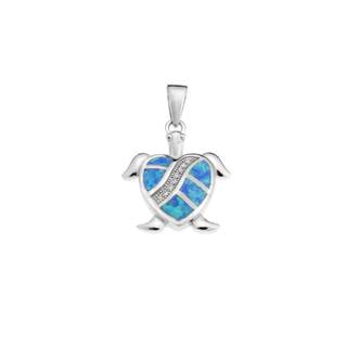 Μοτίφ Senza από ασήμι 925,χελωνίτσα-καρδιά με Opal και ζιργκόν