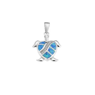 Μοτίφ Senza από ασήμι 925,χελωνίτσα-καρδιά με Opal και ζιργκόν