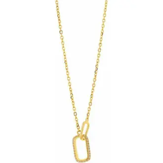 PRINCESILVERO Gold-Plated Necklace With Interwoven Squares in 925 Silver & Zircon 45cm 1B-KD198-3