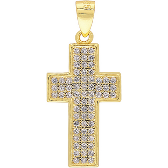 PRINCESILVERO Gold-Plated Cross Pendant With Zircon in 925 Silver 4TO-MD018-3