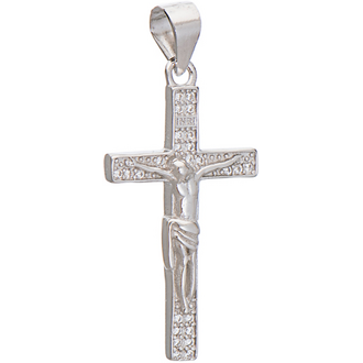 PRINCESILVERO Crucifix Cross Pendant With Zircon in 925 Silver 4TP-MD016-1