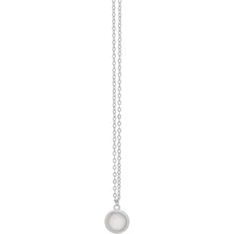 PRINCESILVERO Circle Necklace With White Mother of Pearl 8mm in 925 Silver 45cm 5A-KD167-1