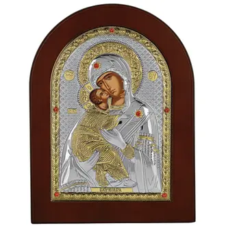 PRINCESILVERO Εικόνα Παναγία Βλαδίμηρ Από Ασήμι 925 Με Ξύλινη Πλάτη 15x21 MA/E1110BX