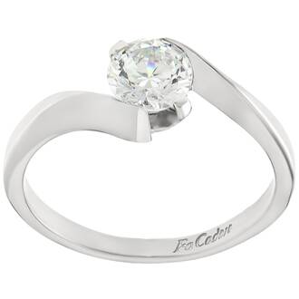 FACADORO 14K White Gold Solitaire Ring With White Zircon RI-000616W
