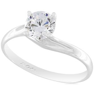 FACADORO 14K White Gold Solitaire Ring With White Zircon ΔΚΤ-000407