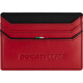 DUCATI Corse Elegante Καρτοθήκη Μαύρη Κόκκινη Από Δέρμα 105mm x 77mm DTLGD2000301