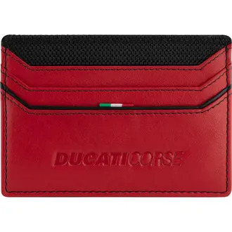DUCATI Corse Elegante Καρτοθήκη Μαύρη Κόκκινη Από Δέρμα 105mm x 77mm DTLGD2000301