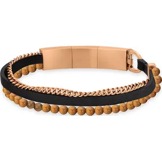 CERRUTI Medusa Βραχιόλι Από Δέρμα Και Ανοξείδωτο Ατσάλι 18cm-20cm CIAGB2209603