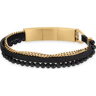 CERRUTI Leather Stainless Steel Bracelet CIAGB2209604