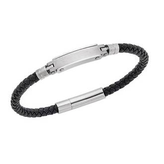Βραχιόλι Senza Men&#039;s Silver Stainless Steel With Black Leather