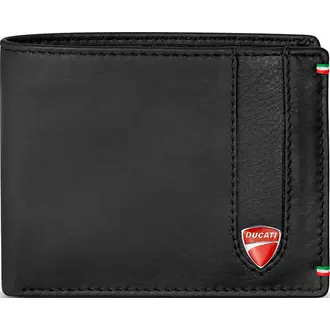 DUCATI Sicuro Πορτοφόλι Μαύρο Από Δέρμα 110mm x 90mm DTLGW0000601