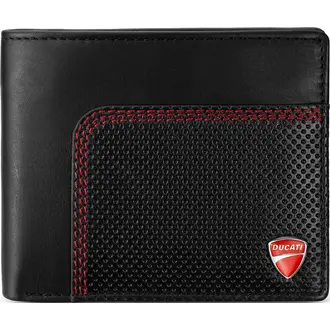 DUCATI Solito Πορτοφόλι Μαύρο Από Δέρμα 110mm x 90mm DTLGW2201601