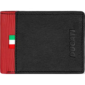 DUCATI Rocco Πορτοφόλι Μαύρο Κόκκινο Από Δέρμα 105mm x 80mm DTLGW2201701