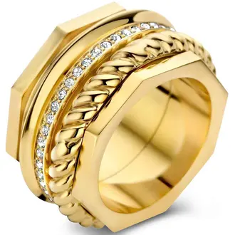 CERRUTI Textured Χρυσό Δαχτυλίδι Από Ανοξείδωτο Ατσάλι CIJLF0004502