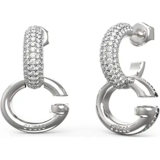 GUESS STEEL Oh My G Ασημένια Σκουλαρίκια Κρίκοι Με Ζιργκόν JUBE04521JWRHT-U