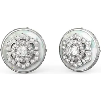 GUESS STEEL La Fleur Ασημένια Σκουλαρίκια Με Ζιργκόν JUBE04551JWRHT-U