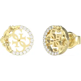 GUESS STEEL 4 Love Χρυσά Σκουλαρίκια Με Ζιργκόν JUBE05041JWYGT-U