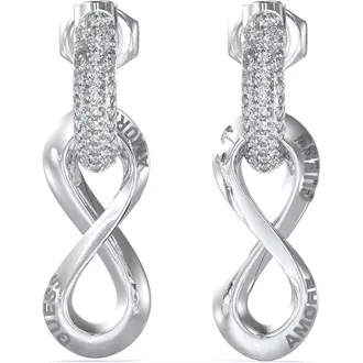 GUESS STEEL Amore Ασημένια Σκουλαρίκια Άπειρο Με Ζιργκόν JUBE05051JWRHT-U
