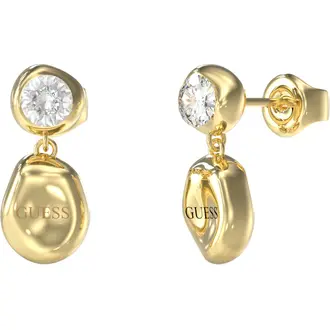 GUESS STEEL Panarea Χρυσά Σκουλαρίκια Βότσαλα Με Ζιργκόν JUBE05187JWYGT-U