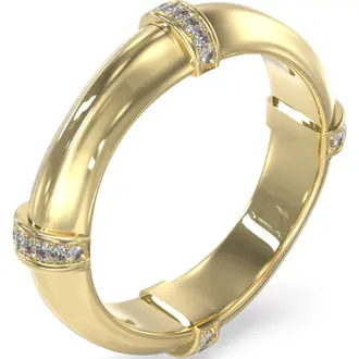GUESS STEEL Bamboo Δαχτυλίδι Χρυσό Με Ζιργκόν JUBR05165JWYG