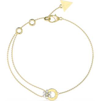 GUESS STEEL Lily Χρυσό Βραχιόλι Με Λουλούδι 21cm JUBB05111JWYGL