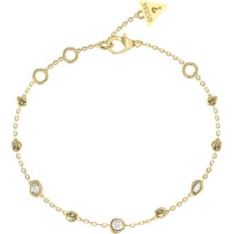 GUESS STEEL Panarea Χρυσό Βραχιόλι Με Βότσαλα Και Ζιργκόν 21cm JUBB05183JWYGL