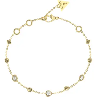 GUESS STEEL Panarea Χρυσό Βραχιόλι Με Βότσαλα Και Ζιργκόν 21cm JUBB05183JWYGL