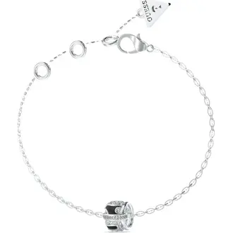 GUESS STEEL Fabulous Me Ασημένιο Βραχιόλι Με Σχέδιο Και Ζιργκόν 21cm JUBB05192JWRHBKL