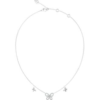 GUESS STEEL Lily Ασημένιο Κολιέ Με Πεταλούδες 40.7cm-45.7cm JUBN05112JWRHT-U