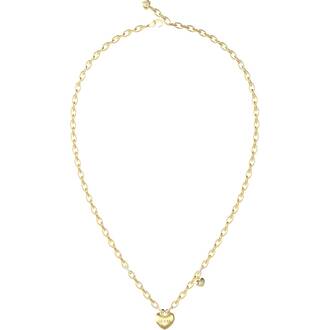 GUESS STEEL Crazy In Love Χρυσό Κολιέ Με Καρδιά 40.7cm-45.7cm JUBN05216JWYGT-U