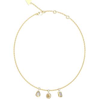 GUESS STEEL 4G Light Χρυσό Κολιέ Με 3 Κρεμαστά Charms 40.7cm-45.7cm JUBN05240JWYGT-U