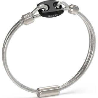 GUESS STEEL Poseidon Ασημένιο Βραχιόλι Με Μαύρο Σχέδιο 21cm JUMB04411JWSTGMT-U