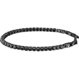 MASERATI Tennis Black Stainless Steel Bracelet with Black Stones 22cm JM222AVC02