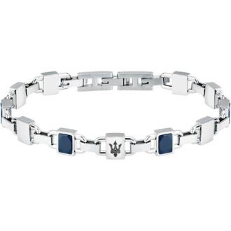 MASERATI Ceramic Βραχιόλι Από Ανοξείδωτο Ατσάλι Και Κεραμικό Μπλε 19cm-22cm JM424ATZ42
