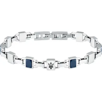 MASERATI Ceramic Βραχιόλι Από Ανοξείδωτο Ατσάλι Και Κεραμικό Μπλε 19cm-22cm JM424ATZ42