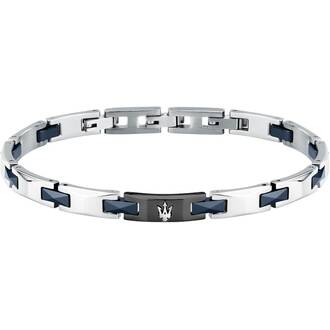 MASERATI Ceramic Βραχιόλι Από Ανοξείδωτο Ατσάλι Και Κεραμικό Μπλε 18cm-21.5cm JM424ATZ52