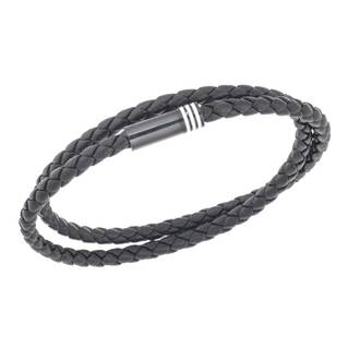 Βραχιόλι Senza Men&#039;s Steel, Brown Leather Strap, με μαύρο κούμπωμα