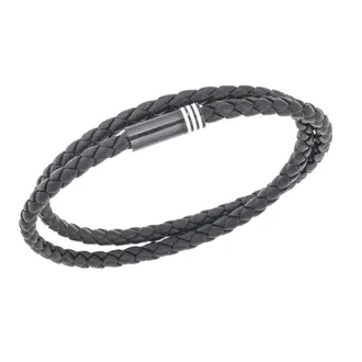 Βραχιόλι Senza Men&#039;s Steel, Brown Leather Strap, με μαύρο κούμπωμα
