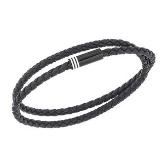 Βραχιόλι Senza Men&#039;s Steel, Blue Leather Strap, με μαύρο κούμπωμα