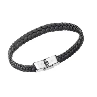 Βραχιόλι Senza Men&#039;s Steel Black Leather Strap