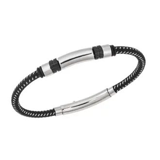 Βραχιόλι Senza Men&#039;s Steel, με Μαύρα στοιχεία