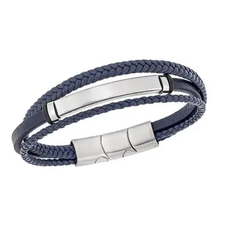 Βραχιόλι Senza Men&#039;s Steel Blue Leather Strap