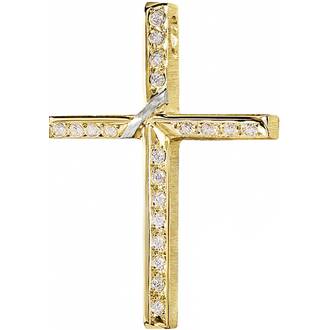 TRIANTOS Σταυρός Δίχρωμος Από Χρυσό 14K Με Ζιργκόν 1.1.1386YW