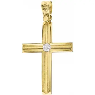 TRIANTOS Σταυρός Σε Κίτρινο Χρυσό 14K Με Ζιργκόν 1.1.1393Y