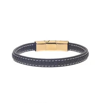 Βραχιόλι Senza Men&#039;s Steel Leather Strap