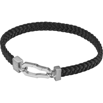 CATERPILLAR Weave Βραχιόλι Από Δέρμα Και Ανοξείδωτο Ατσάλι 21.5cm J017B30112