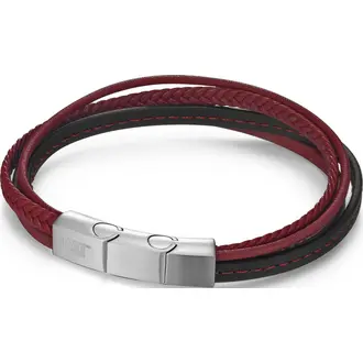 CATERPILLAR Leather Βραχιόλι Από Δέρμα Και Ανοξείδωτο Ατσάλι 21.5cm J032B30102