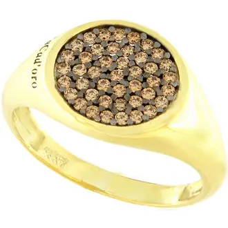 FACADORO Δαχτυλίδι Σε Κίτρινο Χρυσό 14K Με Καφέ Ζιργκόν RI-000708G