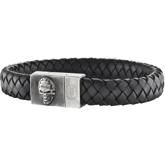 POLICE Eternal 20cm Leather Stainless Steel Bracelet 25686BLB-01L