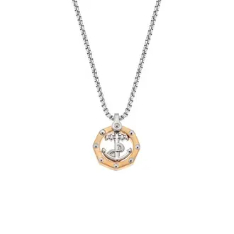 Κολιέ Senza Men&#039;s Steel, Δίχρωμη Άγκυρα από επιχρυσωμένο Ατσάλι με ασημί καδένα